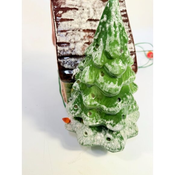Lighted Christmas Village Mountain House Cabin Tree Marcia Ceramics Inspirations - Picture 8 of 16